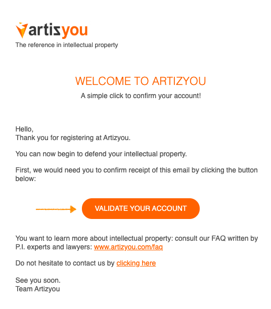 Welcome to Artizyou email confirmation Welcome to Artizyou email confirmation_print screen